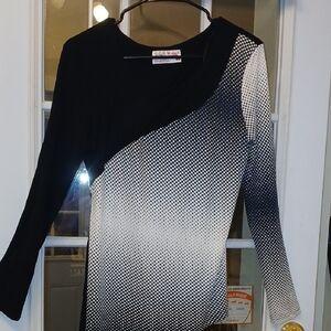 Mango Black and White Asymmetrical Blouse